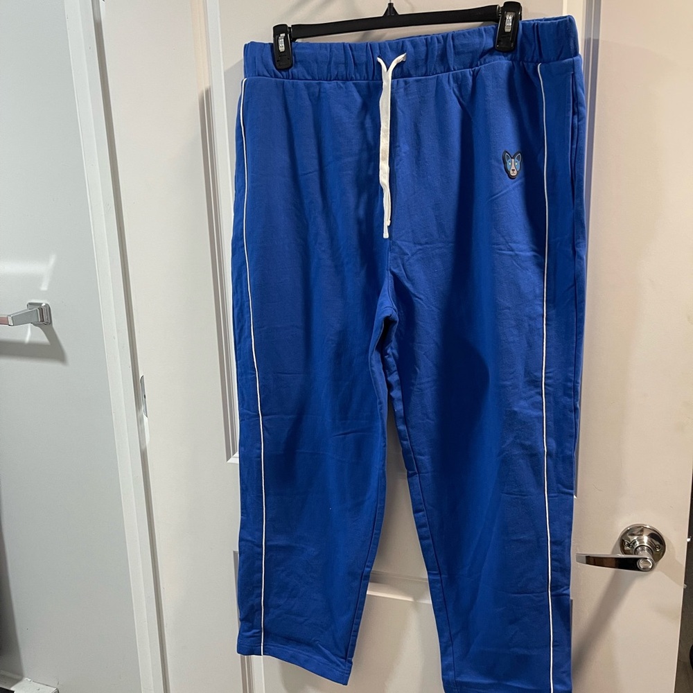 Woofy Blue Men’s Track Pants with Contrast Piping